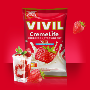 Bomboane cremoase cu aroma de capsuni Vivil Creme Life, fara zahar